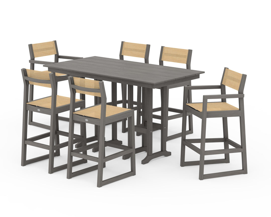 POLYWOOD® EDGE Sling 7-Piece Farmhouse Bar Set