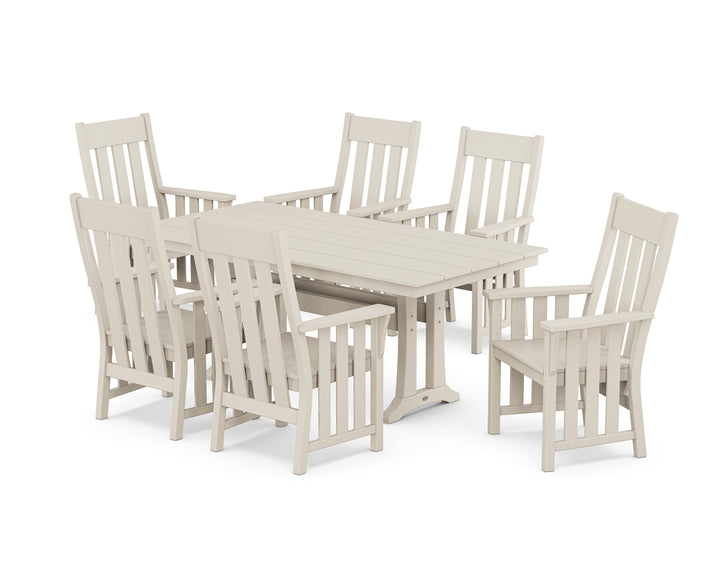 Martha Stewart by POLYWOOD® Acadia Arm Chair 7-Piece Farmhouse Dining Set with Trestle Legs
