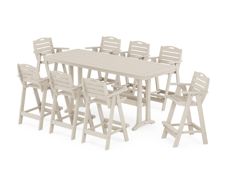 POLYWOOD® Nautical 9-Piece Bar Set with Trestle Legs