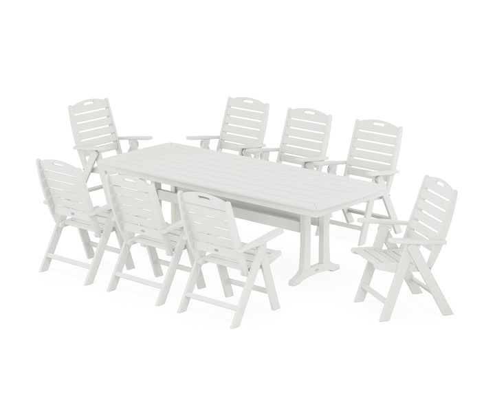 POLYWOOD® Nautical Highback 9-Piece Dining Set with Trestle Legs