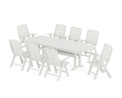 Nautical Highback 9-Piece Dining Set with Trestle Legs