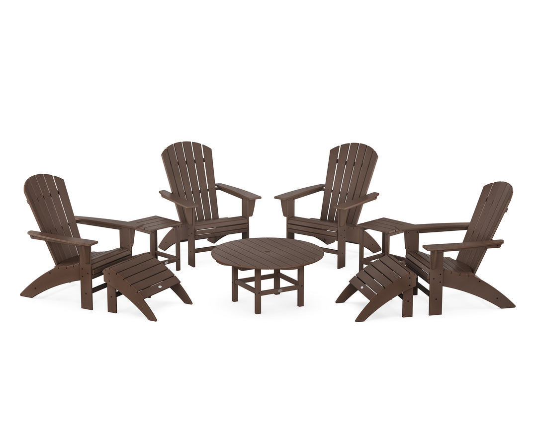 POLYWOOD® Nautical Curveback Adirondack Chair 9-Piece Conversation Set