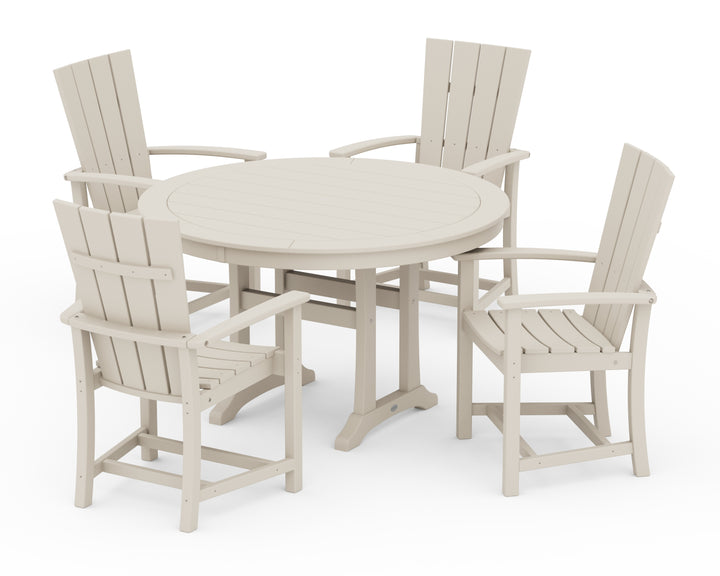 POLYWOOD® Quattro 5-Piece Round Dining Set with Trestle Legs