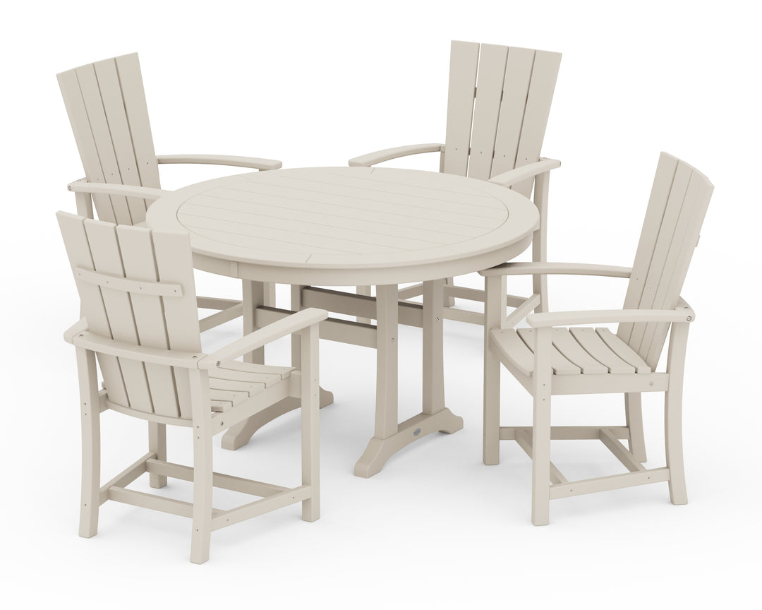 POLYWOOD® Quattro 5-Piece Round Dining Set with Trestle Legs