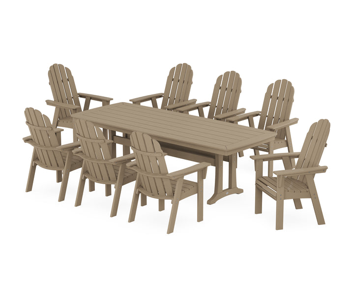 POLYWOOD® Vineyard Curveback Adirondack 9-Piece Dining Set with Trestle Legs