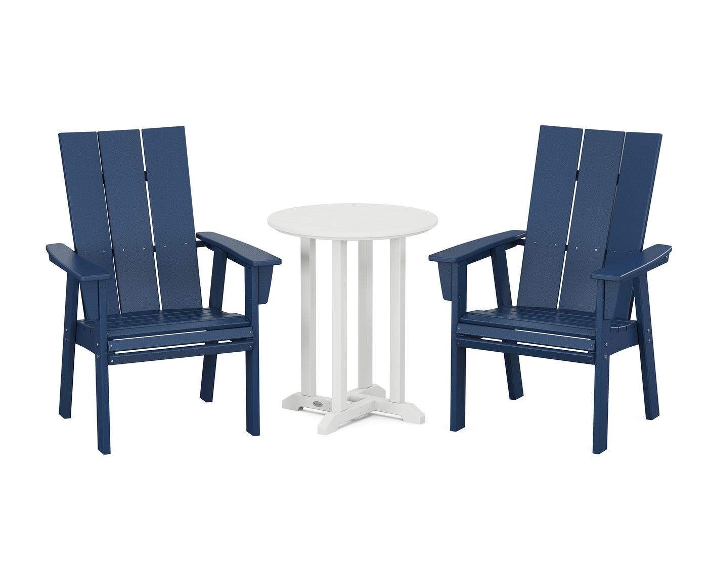 Modern Curveback Adirondack 3-Piece Round Bistro Dining Set