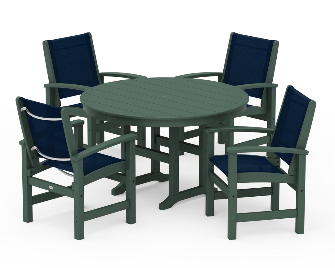 POLYWOOD® Coastal 5-Piece Round Farmhouse Dining Set