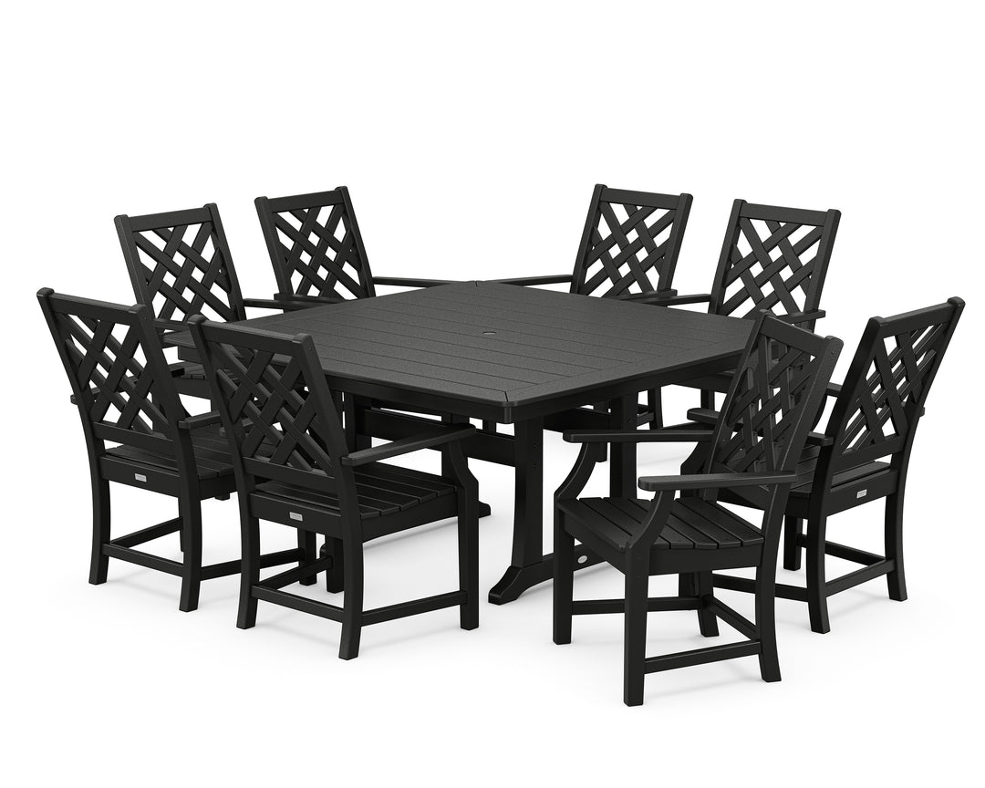 Country Living Wovendale 9-Piece Square Dining Set with Trestle Legs