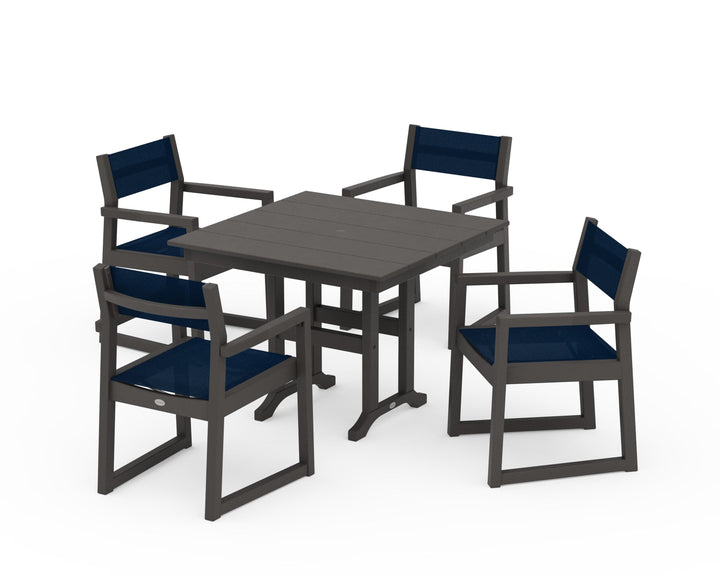 POLYWOOD® EDGE Sling Arm Chair 5-Piece Farmhouse Dining Set