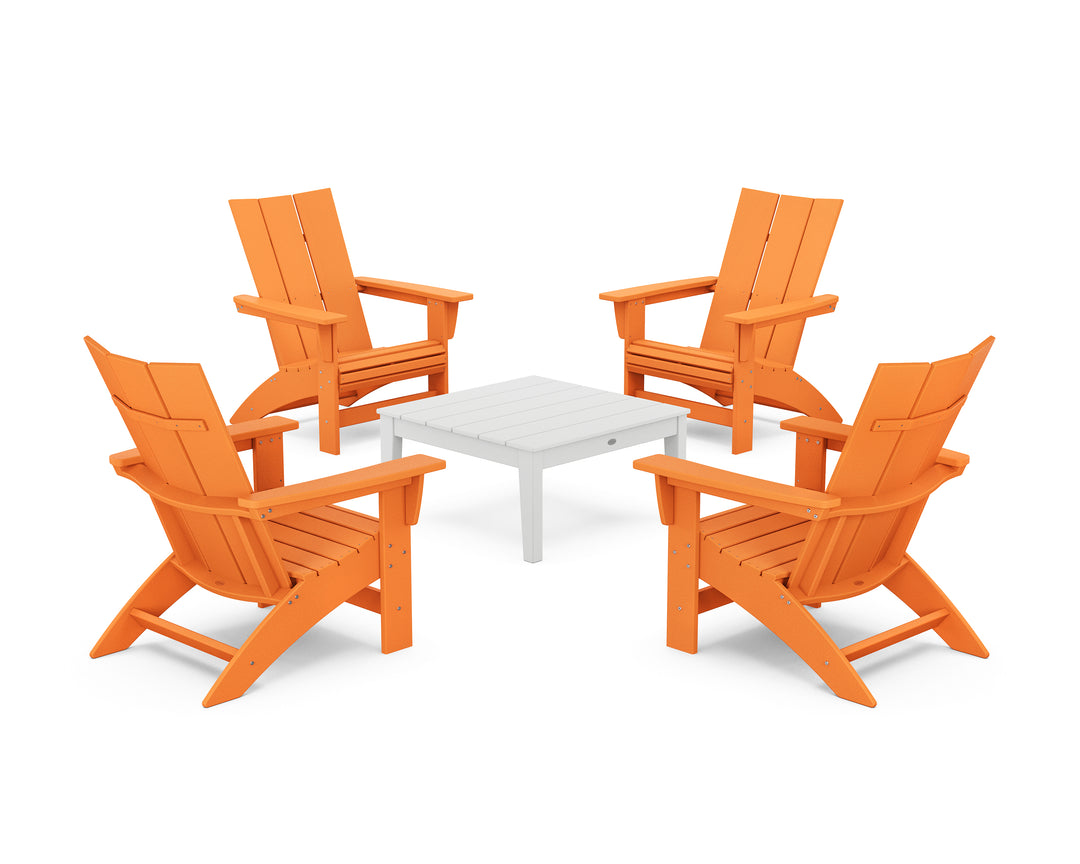 POLYWOOD® 5-Piece Modern Grand Adirondack Chair Conversation Group