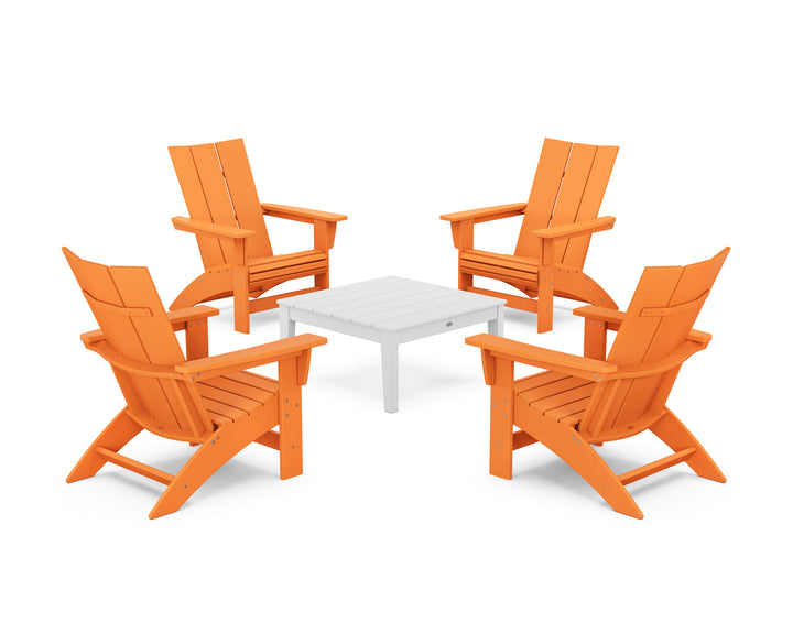 POLYWOOD® 5-Piece Modern Grand Adirondack Chair Conversation Group