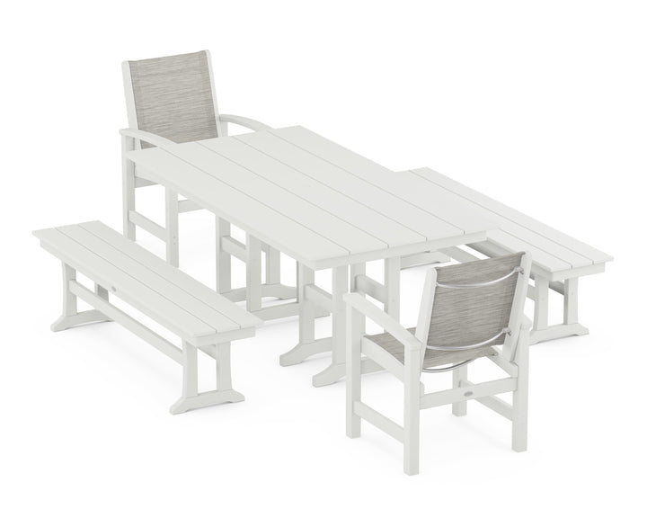 POLYWOOD® Coastal 5-Piece Farmhouse Dining Set