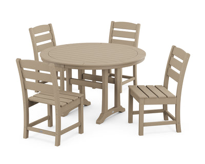 Lakeside Side Chair 5-Piece Round Dining Set With Trestle Legs