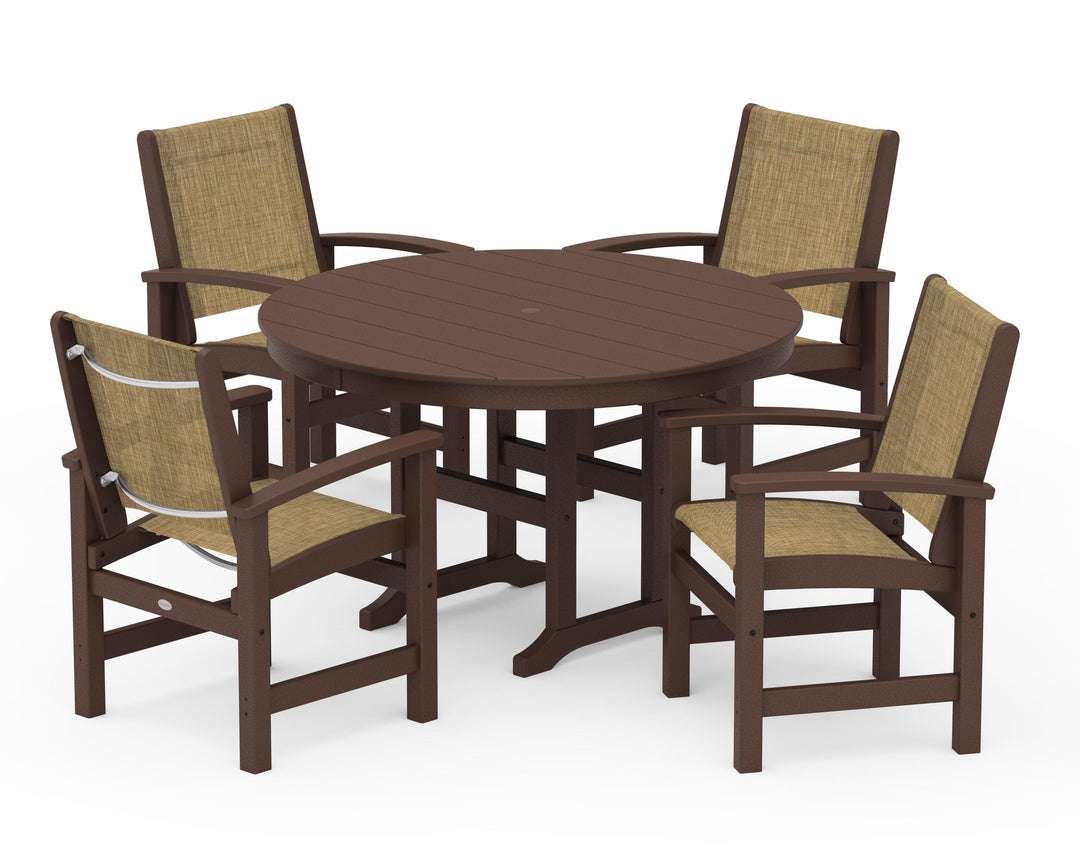 POLYWOOD® Coastal 5-Piece Round Farmhouse Dining Set