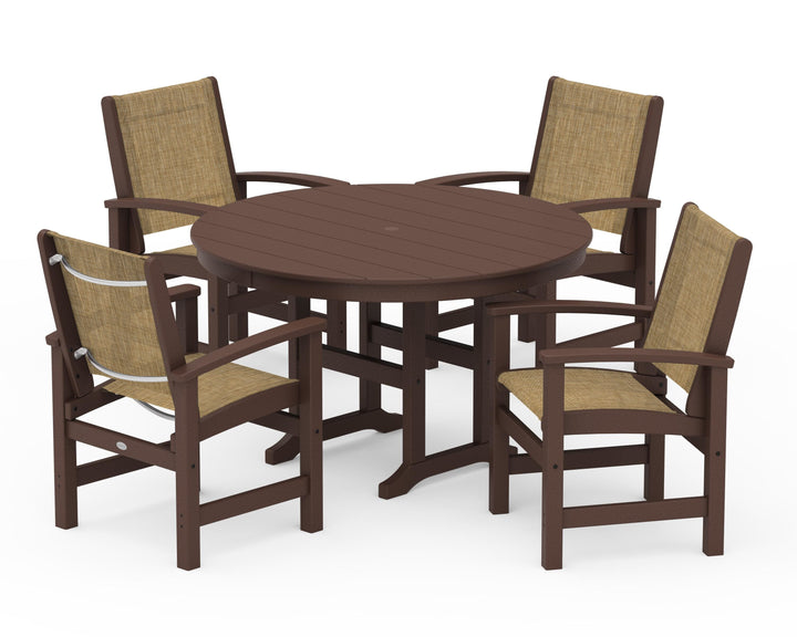 POLYWOOD® Coastal 5-Piece Round Farmhouse Dining Set