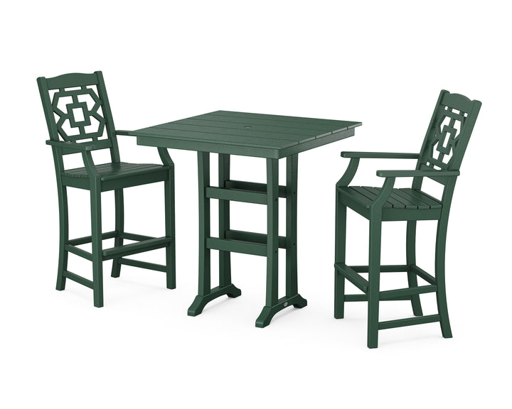 Martha Stewart by POLYWOOD® Chinoiserie 3-Piece Farmhouse Bar Set with Trestle Legs