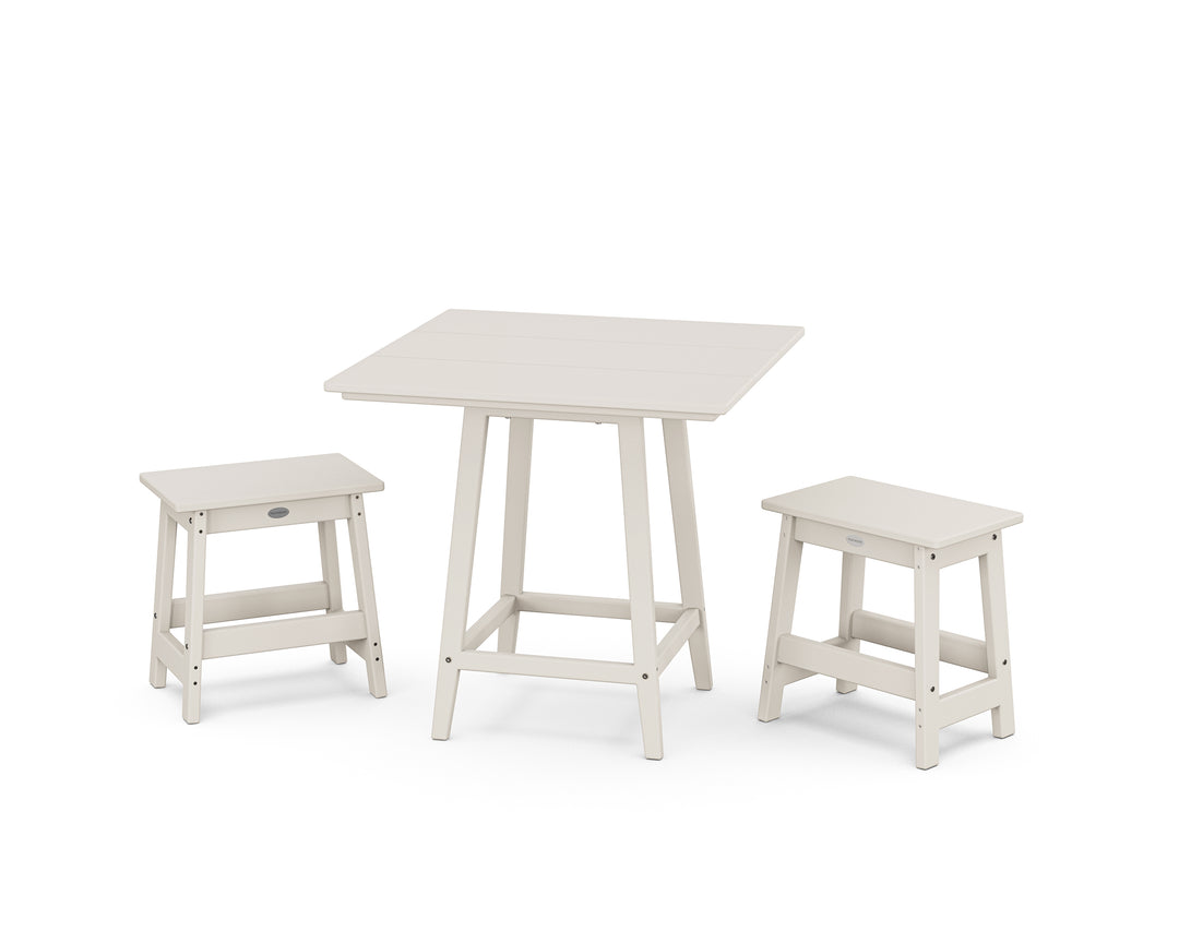 POLYWOOD® Modern Studio Stool 3-Piece Square Bistro Set