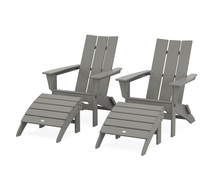 POLYWOOD® Modern Folding Adirondack Chair 4-Piece Set with Ottomans