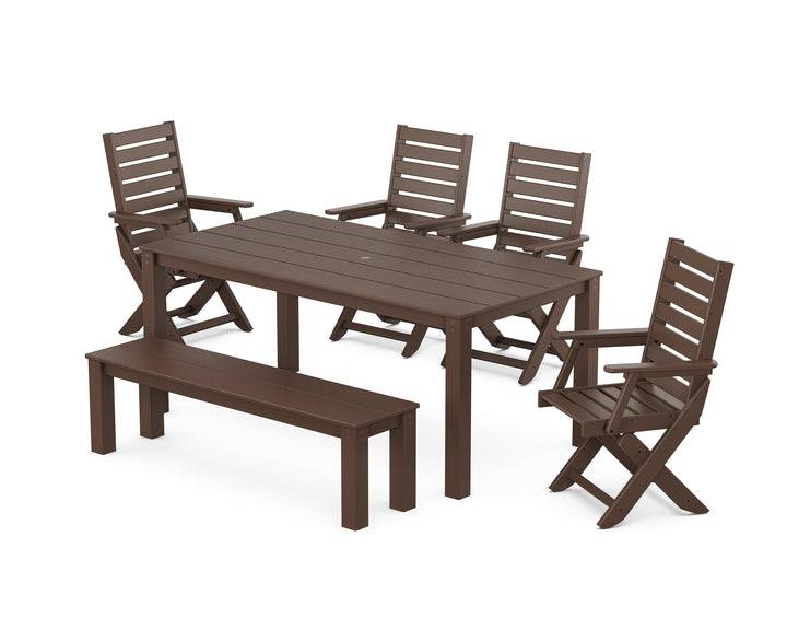 POLYWOOD® Captain Folding Chair 6-Piece Parsons Dining Set with Bench