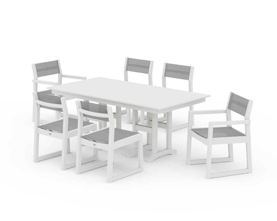 POLYWOOD® EDGE Sling 7-Piece Farmhouse Dining Set