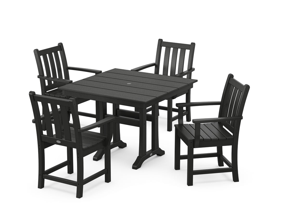 POLYWOOD® Traditional Garden 5-Piece Farmhouse Dining Set With Trestle Legs