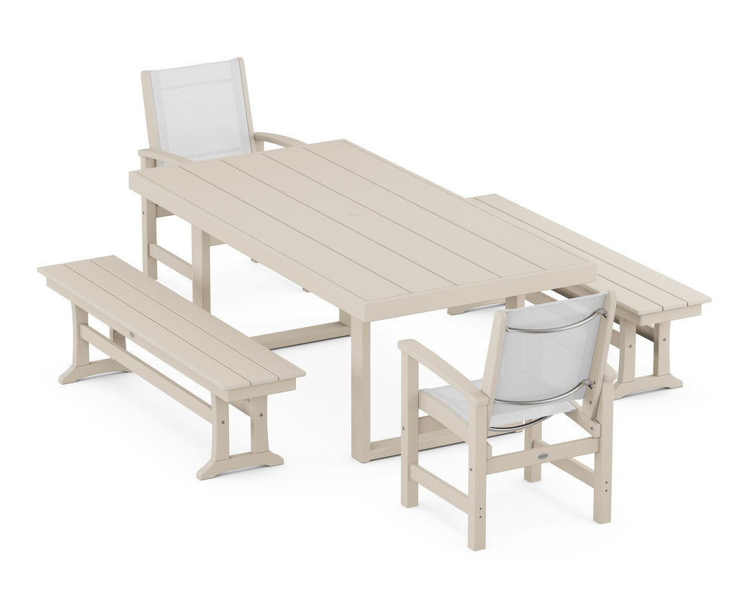 POLYWOOD® Coastal 5-Piece Dining Set with Trestle Legs