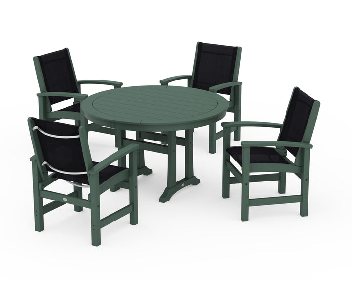 POLYWOOD® Coastal 5-Piece Round Dining Set with Trestle Legs