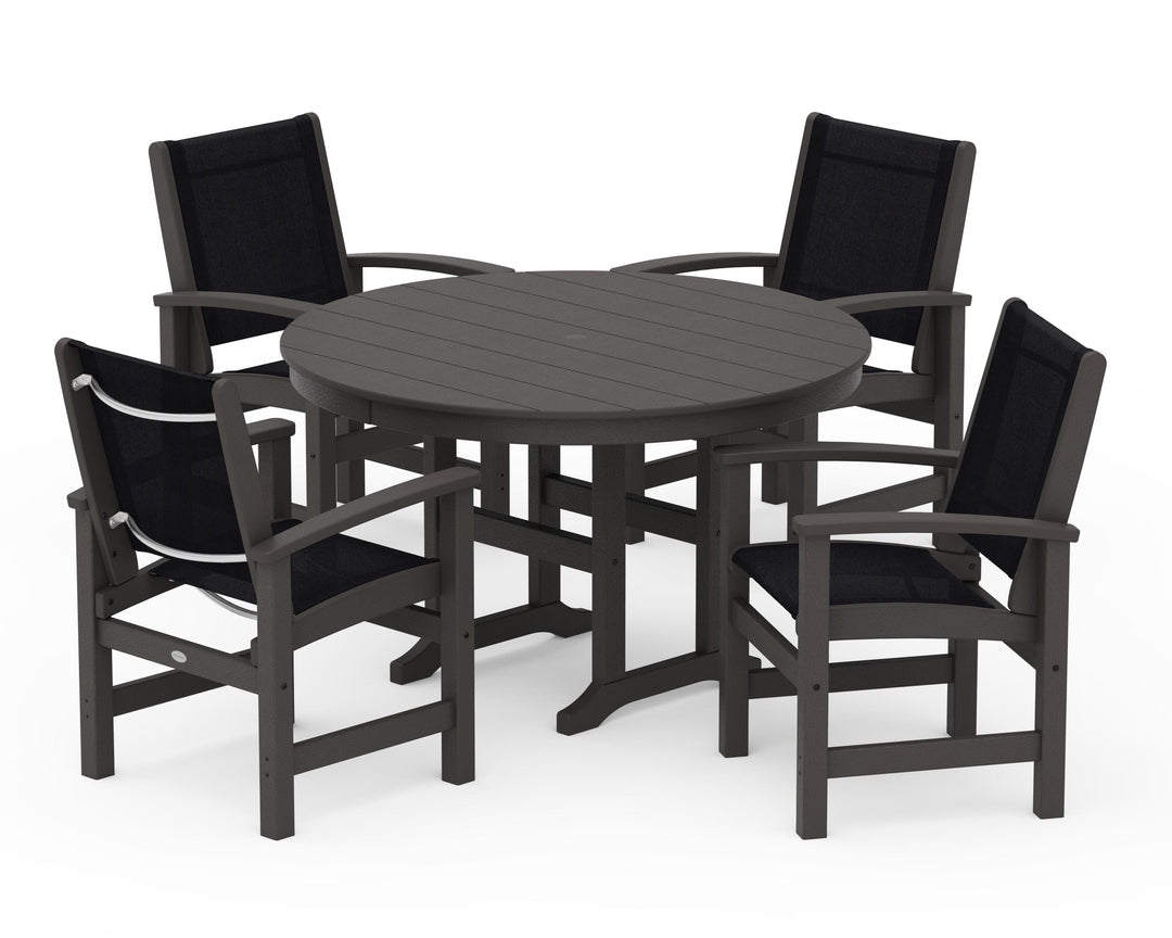 POLYWOOD® Coastal 5-Piece Round Farmhouse Dining Set