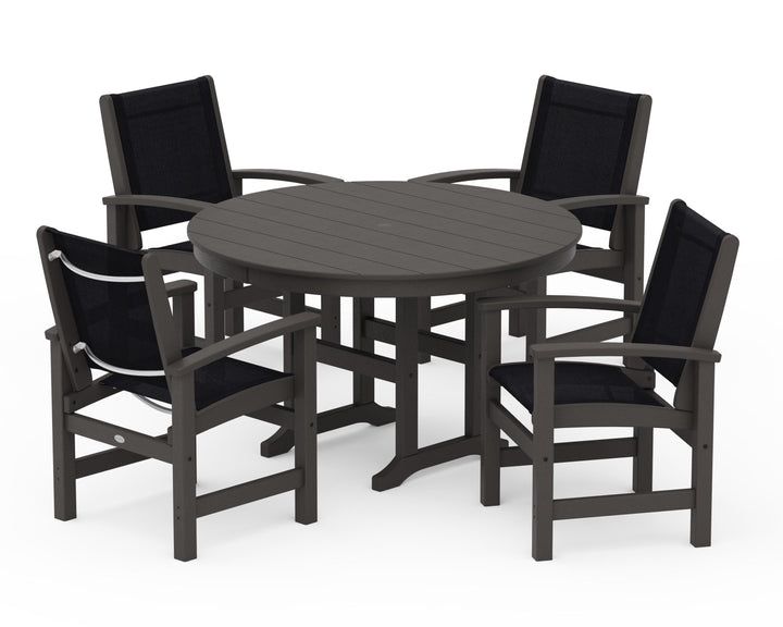 POLYWOOD® Coastal 5-Piece Round Farmhouse Dining Set