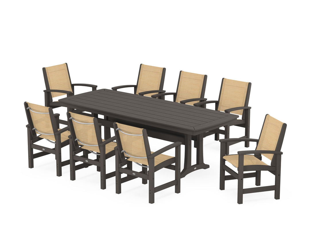 POLYWOOD® Coastal 9-Piece Dining Set with Trestle Legs
