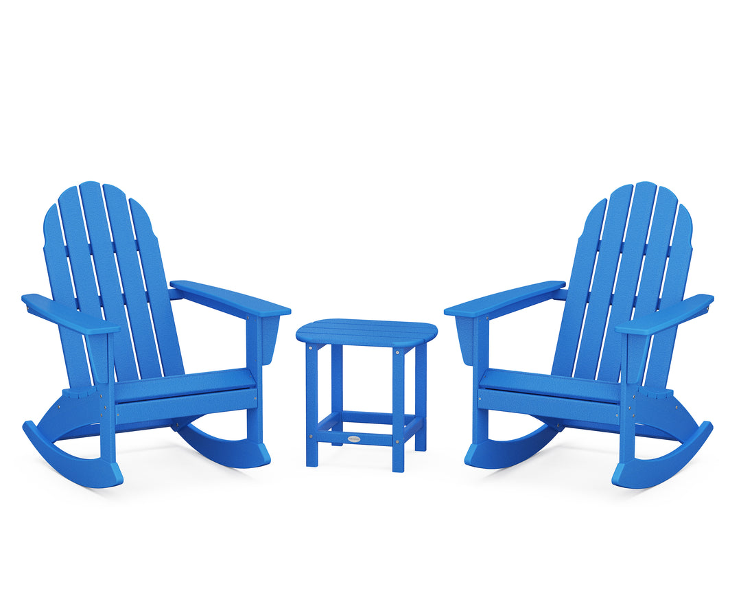 POLYWOOD® Vineyard 3-Piece Adirondack Rocking Chair Set with South Beach 18" Side Table