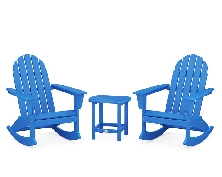 POLYWOOD® Vineyard 3-Piece Adirondack Rocking Chair Set with South Beach 18" Side Table