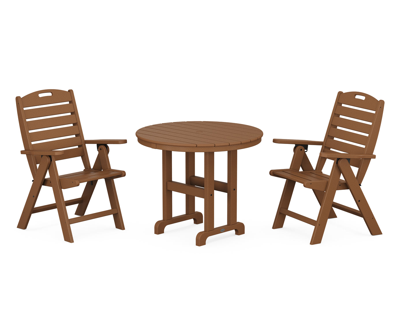 Nautical Folding Highback Chair 3-Piece Round Dining Set