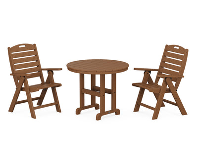 Nautical Folding Highback Chair 3-Piece Round Dining Set