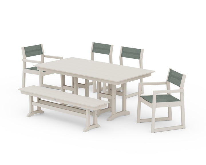 POLYWOOD® EDGE Sling 6-Piece Farmhouse Dining Set
