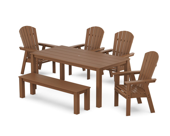 POLYWOOD® Nautical Curveback Adirondack 6-Piece Parsons Dining Set with Bench