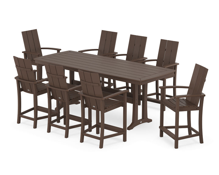 POLYWOOD® Modern Adirondack 9-Piece Counter Set with Trestle Legs