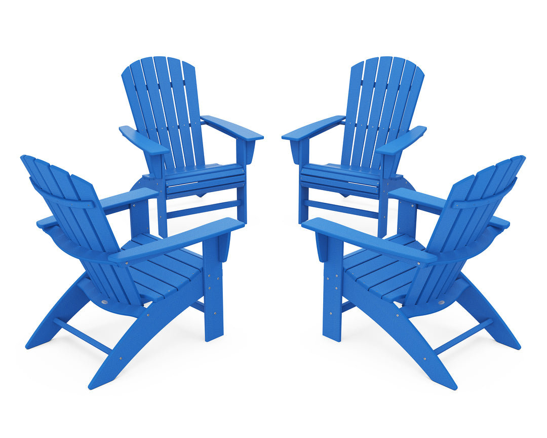 POLYWOOD® 4-Piece Nautical Curveback Adirondack Chair Conversation Set