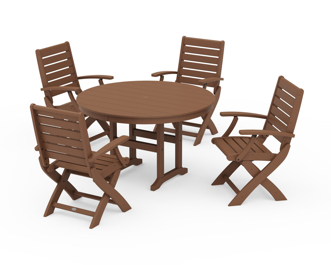 POLYWOOD® Signature Folding Chair 5-Piece Round Farmhouse Dining Set