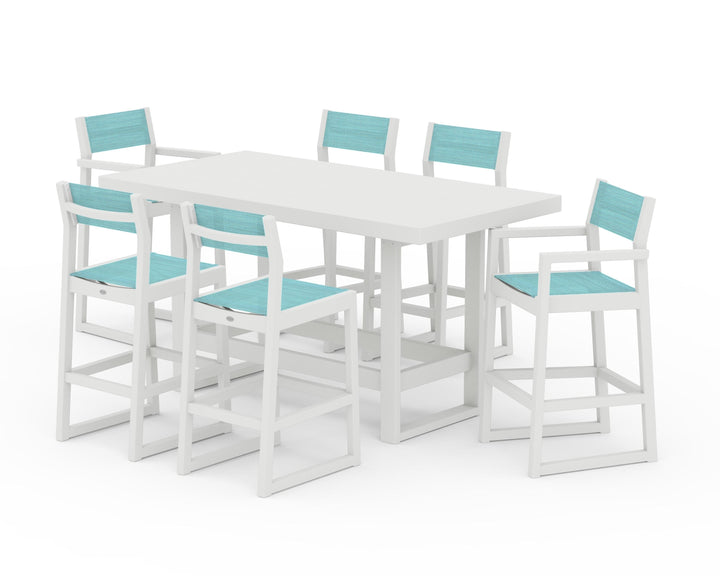 POLYWOOD® EDGE Sling 7-Piece Bar Table Set