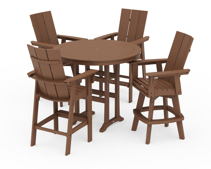 POLYWOOD® Modern Adirondack 5-Piece Nautical Trestle Round Bar Set with Swivels