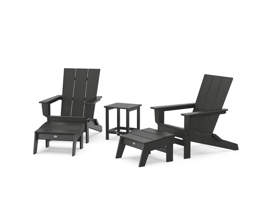 POLYWOOD® 5-Piece Modern Studio Folding Adirondack Set with Ottomans and Side Table