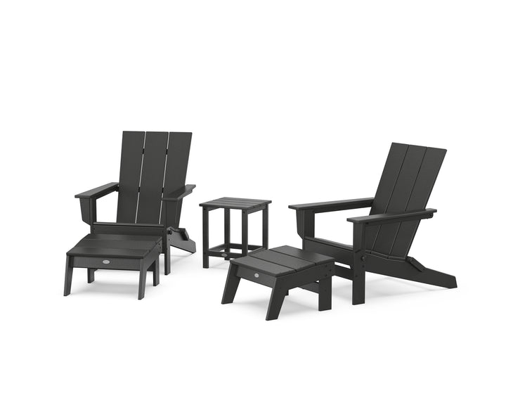POLYWOOD® 5-Piece Modern Studio Folding Adirondack Set with Ottomans and Side Table