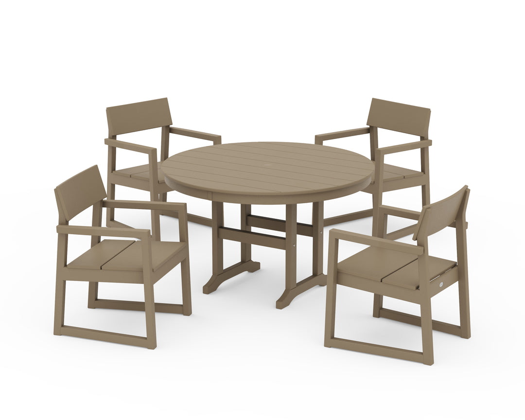 POLYWOOD® EDGE 5-Piece Round Farmhouse Dining Set