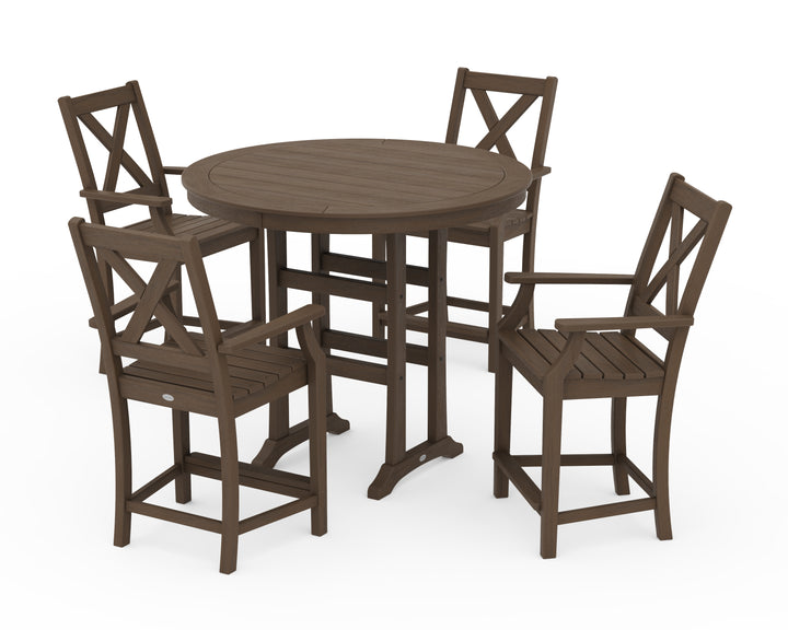 POLYWOOD® Braxton 5-Piece Nautical Trestle Arm Chair Counter Set