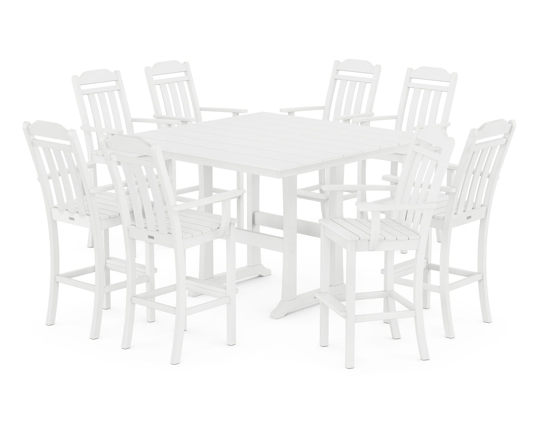 Country Living Cottage 9-Piece Farmhouse Bar Set with Trestle Legs