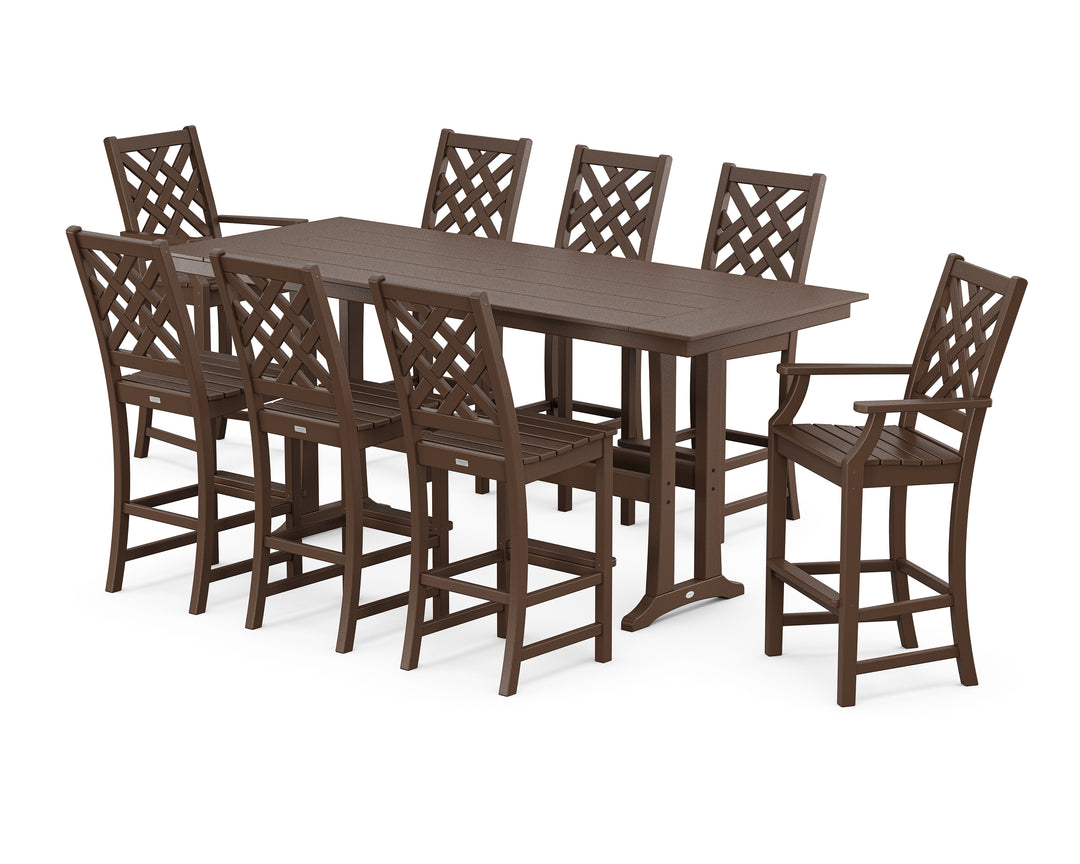 Country Living Wovendale 9-Piece Farmhouse Bar Set with Trestle Legs