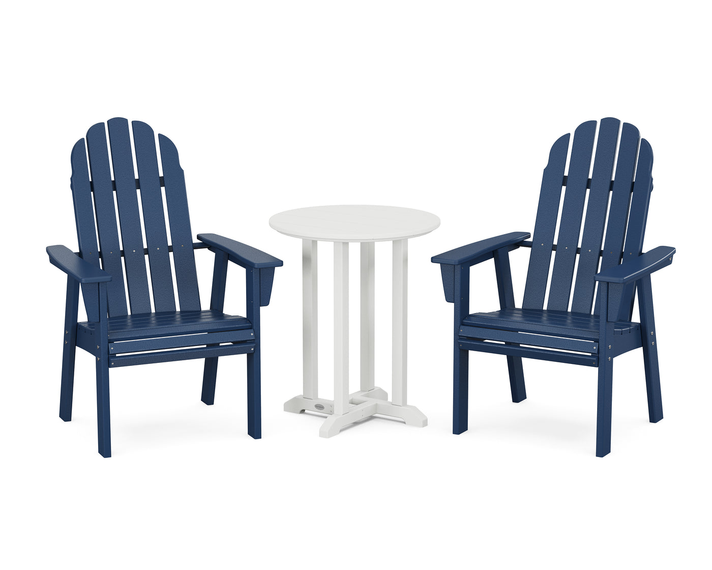 Vineyard Adirondack 3-Piece Round Bistro Dining Set