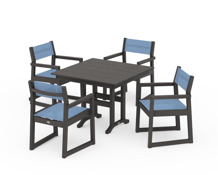 POLYWOOD® EDGE Sling Arm Chair 5-Piece Farmhouse Dining Set