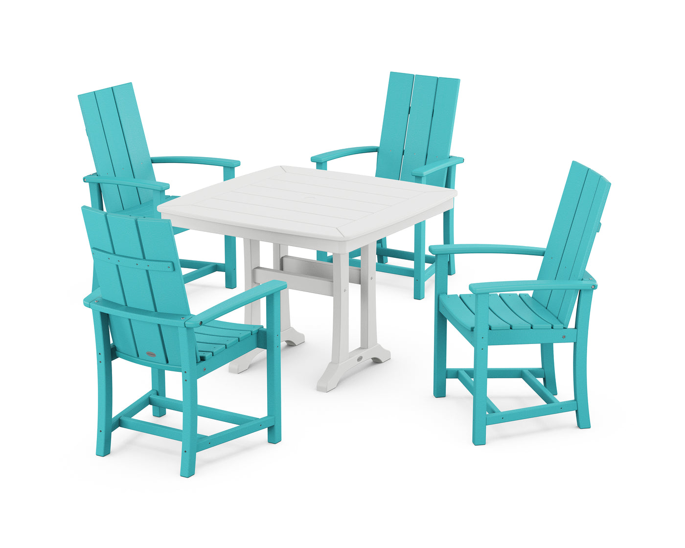 Modern Adirondack 5-Piece Dining Set with Trestle Legs